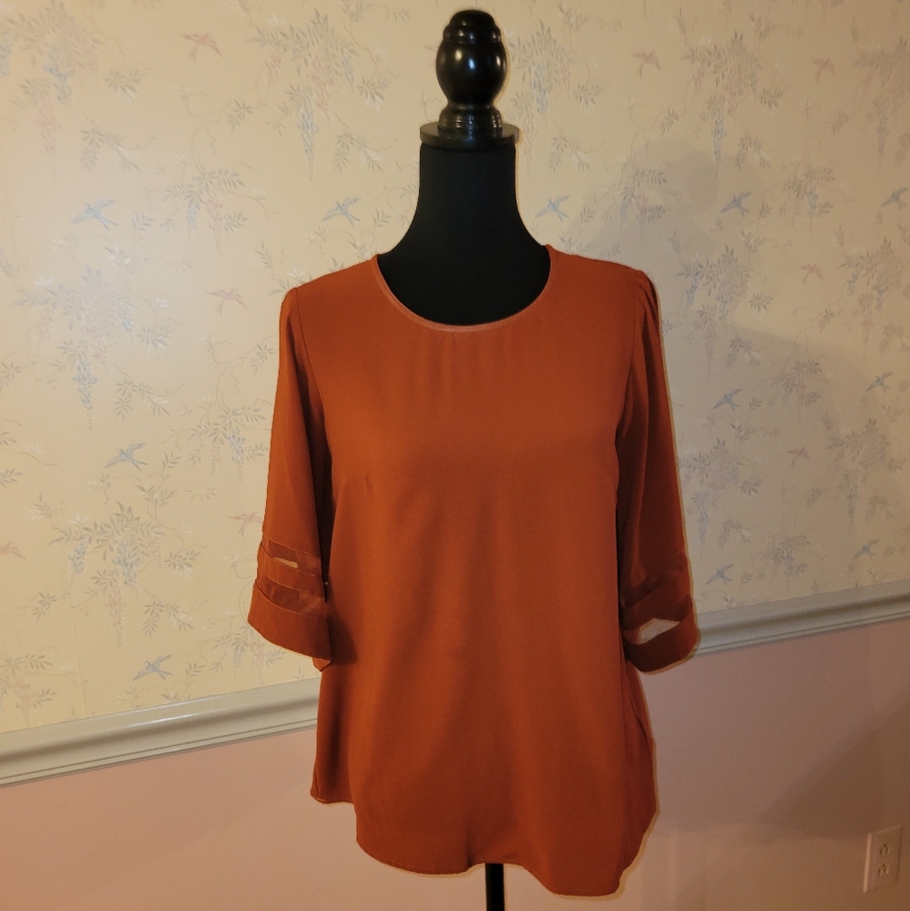 #1014 Maurices Burnt Orange Rust Blouse